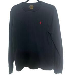 Polo Ralph Lauren Women’s M Black Slim Fit Long Sleeve Polo Shirt-100% Cotton